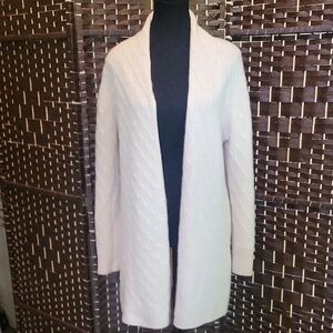 Cortland Park Beige Open Front Knit Cardigan Sweater